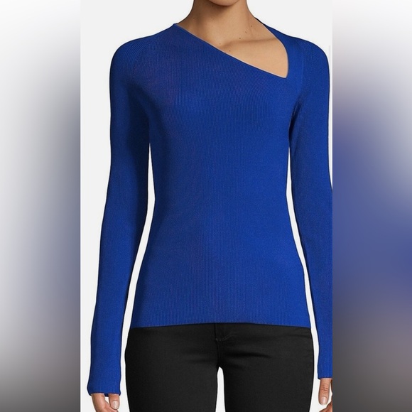 Helmut Lang Royal Blue Ribbed Knit Top - Picture 9 of 11